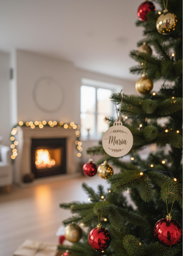 Decorazione Pallina di Natale Neutra in Legno