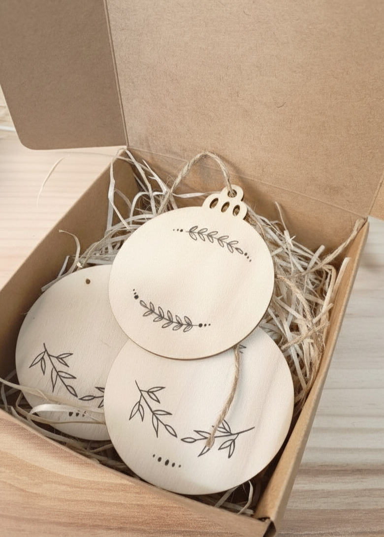 Decorazione Pallina di Natale Neutra in Legno