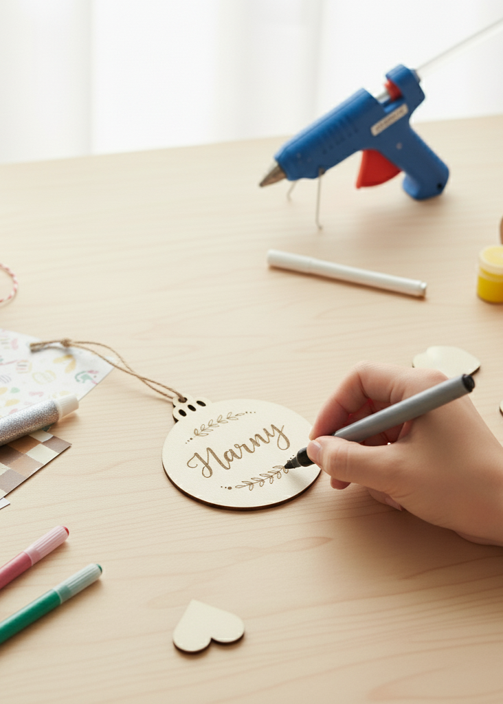 Decorazione Pallina di Natale Neutra in Legno