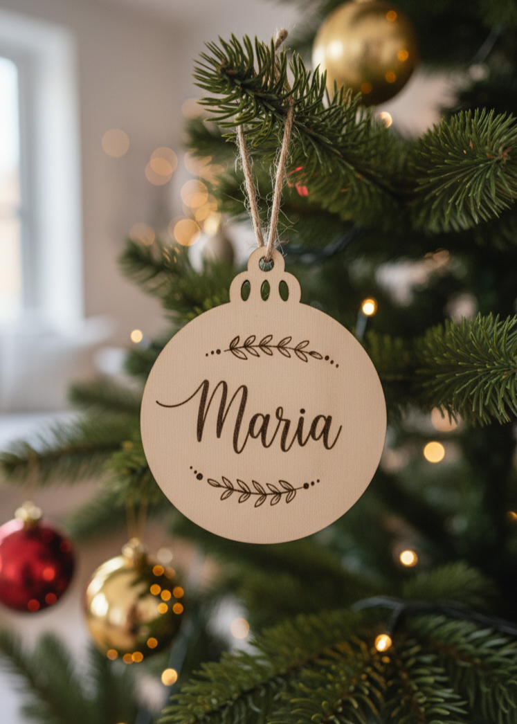 Decorazione Pallina di Natale Neutra in Legno