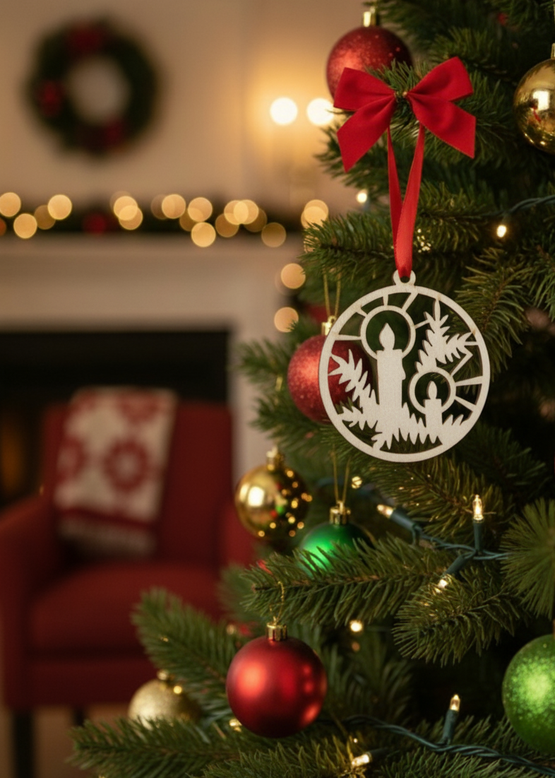 Decorazione Pallina di Natale in Legno “Luce delle Feste”