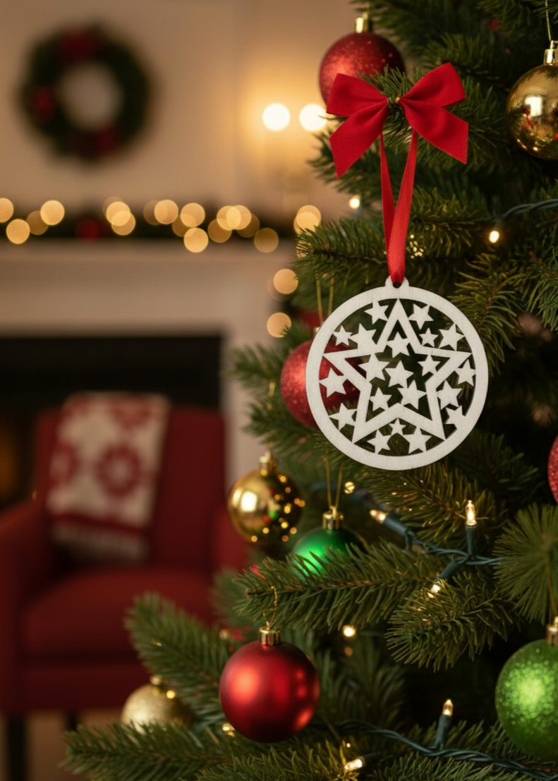 Decorazione Pallina di Natale in Legno “Stella dei Desideri”