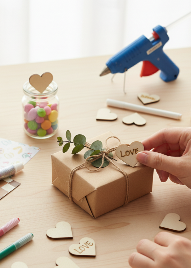 100pz - Ritagli di Legno forma Cuore 1cm