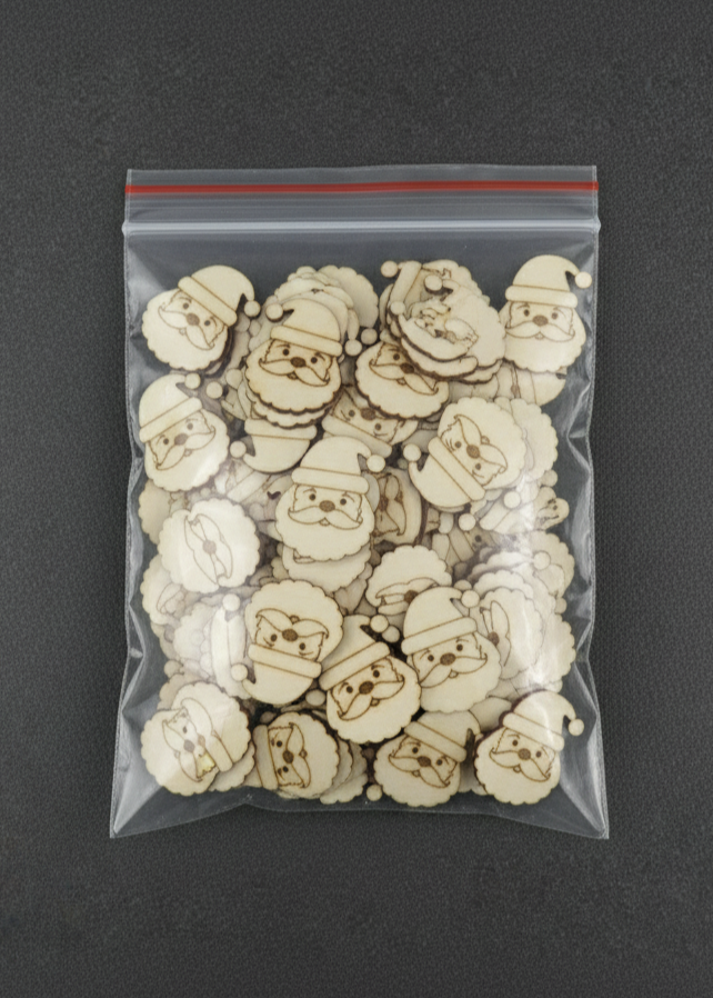 100pz - Ritagli di Legno forma Babbo Natale