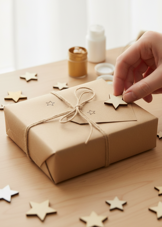 100pz - Ritagli di Legno forma Stella 1cm