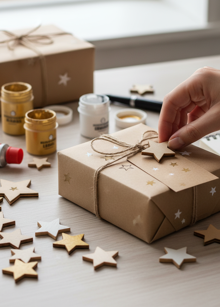 100pz - Ritagli di Legno forma Stella 1cm